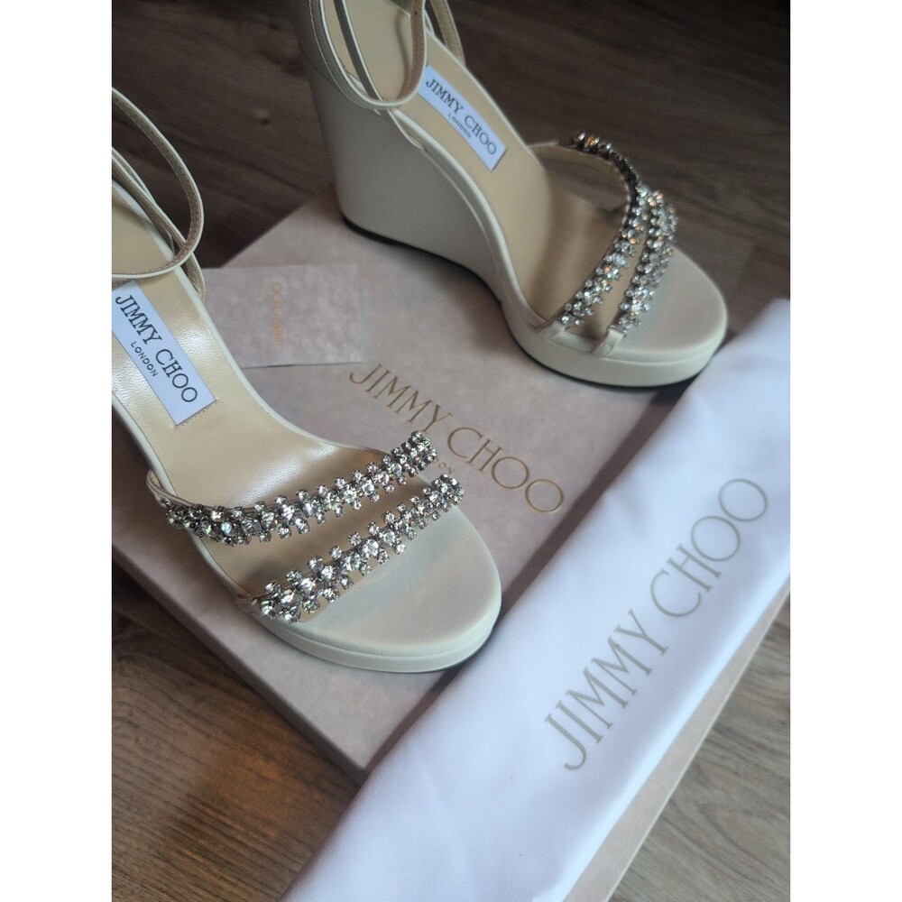 Jimmy Choo Bing Wedge 120 Heels Womens EU 40 Off White Latte - Picture 3 of 15
